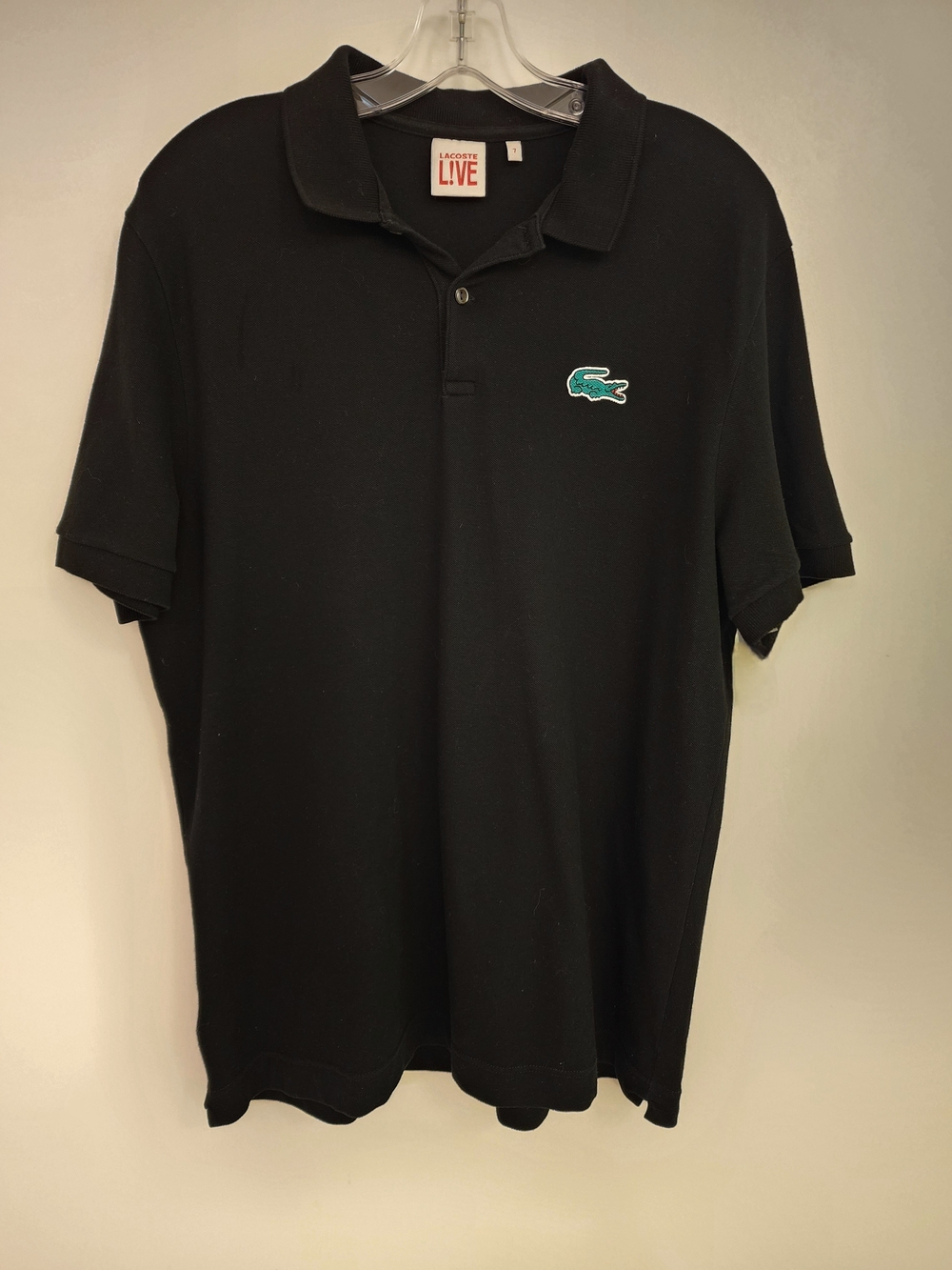 Lacoste LIVE Black Polo with Green Crocodile Logo